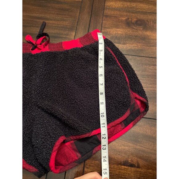 Victorias Secret Womens Plaid Shirt & Sherpa Shorts Set S Red & Black - Picture 8 of 11